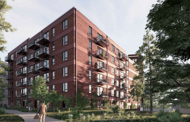 Dansk Boligbyg bygger almene boliger for Vores Bolig i Vinge ved Frederikssund. Visualisering: Mangor & Nagel - En del af Aart.