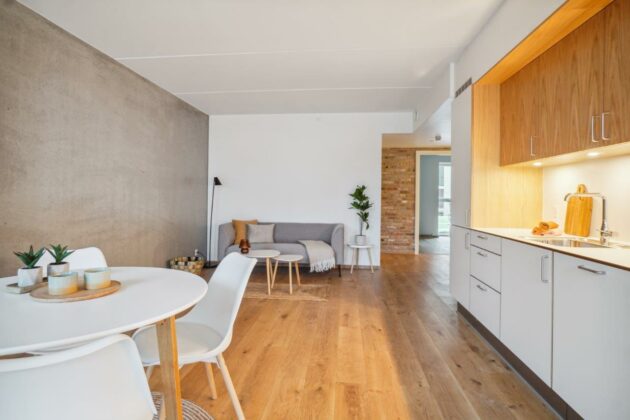 Dansk Boligbyg har bygget 131 nye lejligheder på Ceres Allé i Ceres Byen i Aarhus for Ejendomsselskabet Olav de Linde og Alboa. Foto: PR.