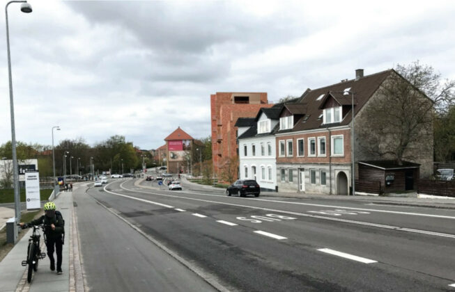 Sådan kan den kommende bebyggelse komme til at se ud set fra Sohngårdsholmsvej. Visualisering fra lokalplanen.
