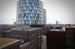 Kontorejendommen Portland Towers i Århusgadekvarteret i Nordhavn i København. Foto: Dansk Byudvikling.