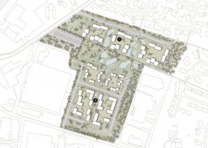 Seniorbofællesskabet Lykkehåb i Hedensted. Illustrationsplan: Skala Architecture.