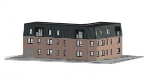 Fyhn Bedemandsforrentning på Nørregade 82 i Esbjerg kan blive erstattet af boligbyggeri med ni lejligheder. Visualisering: Ingeniørgruppen.