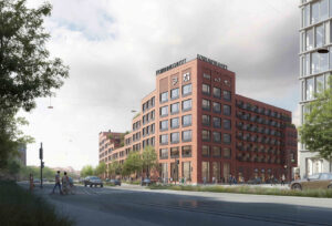 MT Højgaard Property Development har udviklet kontorfællesskabet "Forbundshuset", der skal bygges ved metrostation Sluseholmen på Sydhavnen i København.