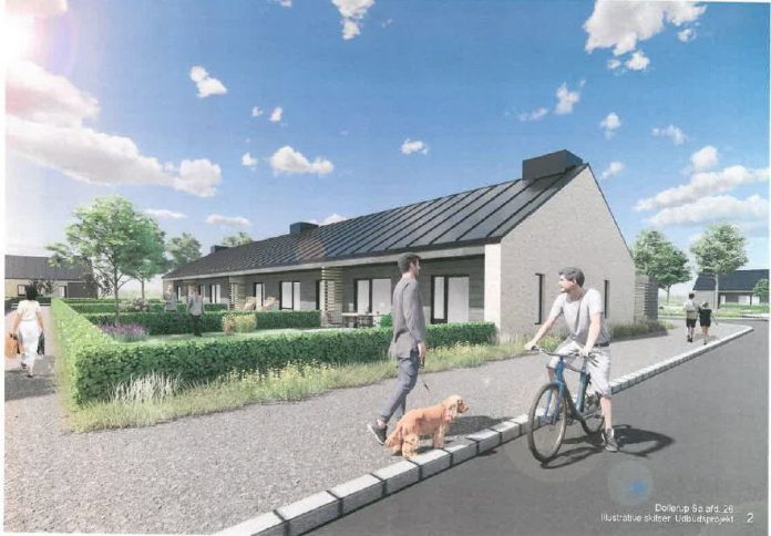 Boligselskabet Kolding bygger 36 nye rækkehuse ved Dollerup Sø i Lunderskov. Visualisering: Arkitektfirmaet Vallentin Haugland.