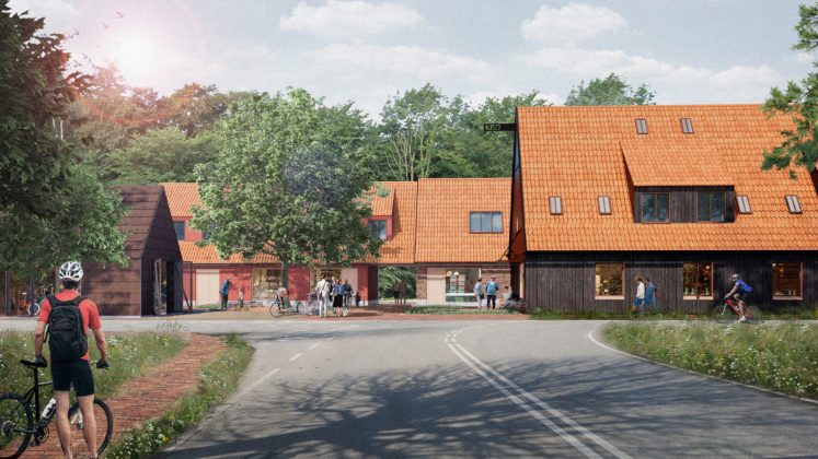 Føniks vil puste liv i Bregnerød Kro med 18 hotellejligheder og en restaurant. Visualisering: Elgaard Architecture.