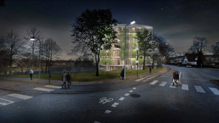 Forslaget til et nyt rådhus ved Dronningedammen og Rungstedvej i Hørsholm. Visualisering: Studio Elafur Eliasson.