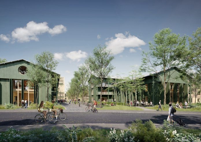Alfa Development udvikler en ny bydel omkring Mørkhøjgård i Gladsaxe. Visualisering: Holscher Nordberg.