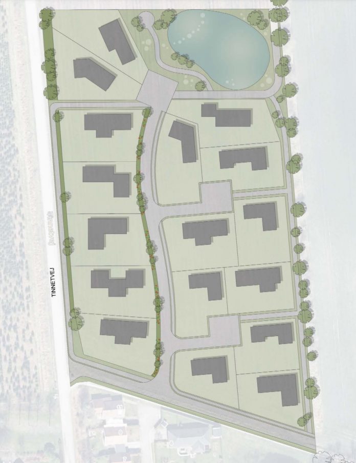 Med en ny lokalplan er vejen banet for nye byggegrunde til parcelhuse i Vonge. Illustration: Vejle Kommune.