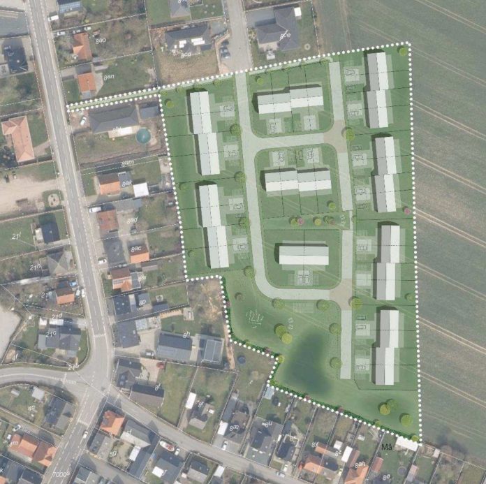 Selmer Gruppen skal udvikle et nyt boligområde med dobbelthuse ved Thorsvej i Kauslunde. Illustrationsplan fra lokalplanen.