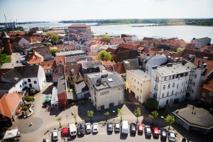 Udsigt over Nykøbing Falster i Guldborgsund Kommune. Foto: Ingrid Riis Hovgaard.