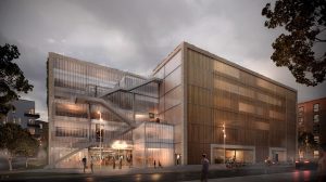 Nu bygges et nyt parkeringshus med skaterhal i Køge. Visualisering: Køge Kommune.
