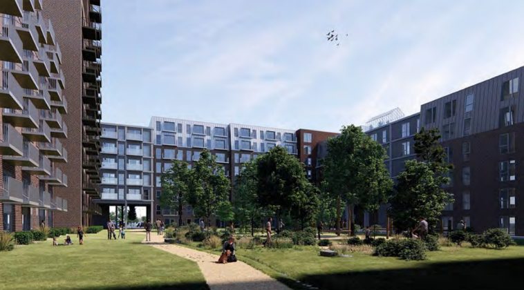 Thor Radiatorfabrik i Herlev skal omdannes til 520 boliger. Visualisering: Olav de Linde.