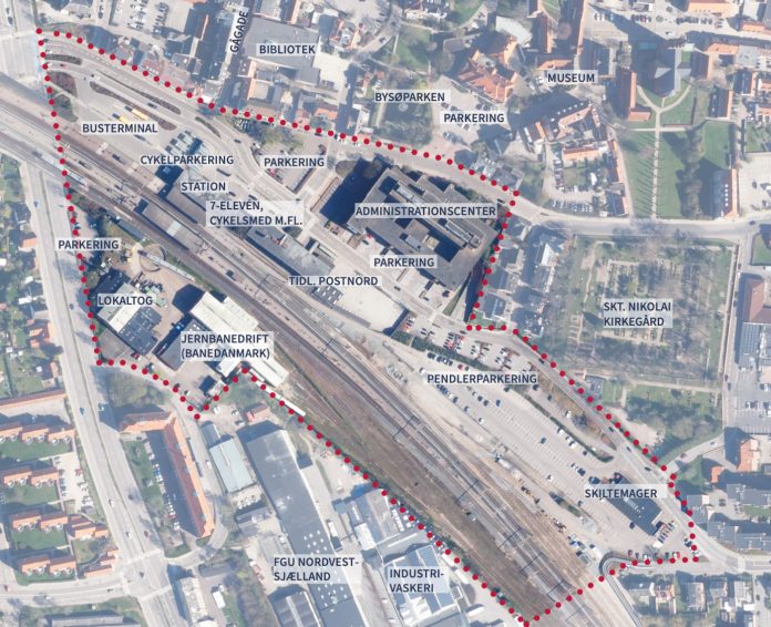 Holbæk Kommune har i samarbejde med Grandville fået udarbejdet en visions- og realiseringsplan for stationsområdet. Foto og illustration fra planen.