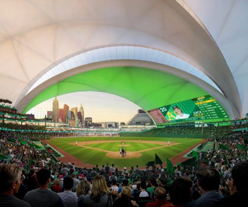 Athletics Las Vegas Ballpark. Visualisering: BIG-Bjarke Ingels Group.