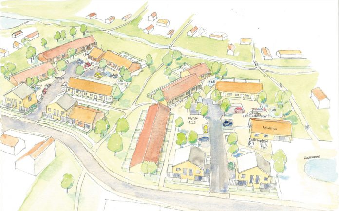 BoligNæstved vil bygge 43 almene boliger ved Stenlængegård. Visualisering: Casa Arkitekter.