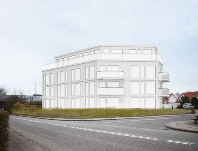 Ejendomsfirma Thomas Hansen står bag boligprojektet på Bredgade i Hedensted. Visualisering: Skala Architecture.
