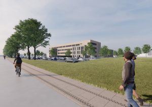 Stort kontorprojekt ved Hobrovej er godkendt. Visualisering: Arkitekterne Bjørk & Maigaard.