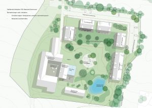 Gerbredgård på Enø ved Karrebæksminde skal omdannes til et nyt feriecenter. Illustration fra projektmaterialet.