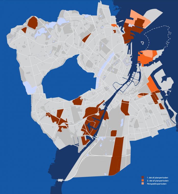 Rækkefølgeplanen for hvilke større områder, der kan byudvikles i København frem mod 2036.