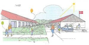 Lejerbo vil bygge 34 rækkehuse i Hørve. Visualisering: CHB Arkitekt.