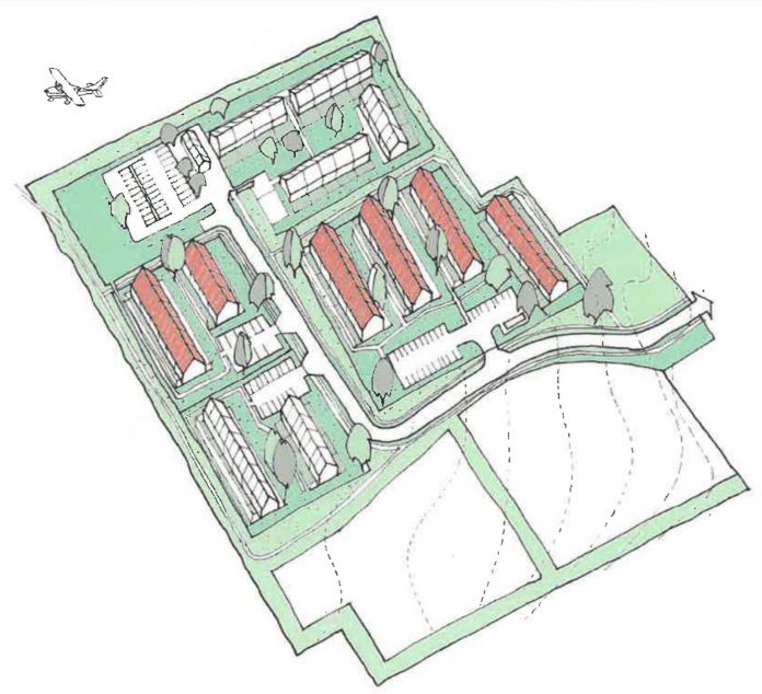 Lejerbo vil bygge 34 rækkehuse i Hørve. Visualisering: CHB Arkitekt.