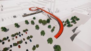 Ny cykel- og gangbro skal binde Albertslund bedre sammen. Visualisering: Systra.