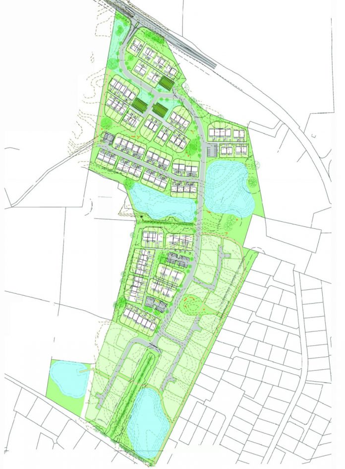 Der skal både bygges parcelhuse og rækkehuse i området mellem Rugårdsvej og Pederstrupvej i den vestlige del af Korup. Illustrationsplan fra lokalplanen.