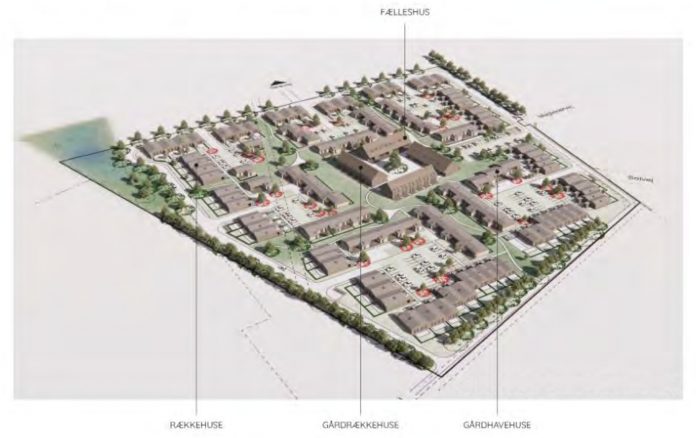 Lokalplanen for et nyt boligområde med rækkehuse og parcelhuse i Gørløse er godkendt. Illustration fra lokalplanen.