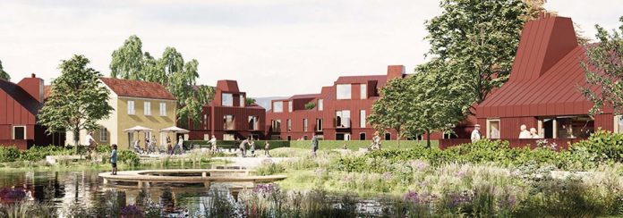 AAB står bag projektet Smedens Have i Hørning. Visualisering: Pax Architects.