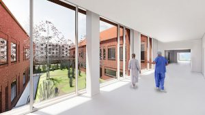 Hospitalsbyggeriet Vita i Randers. Visualisering: Arkitema.