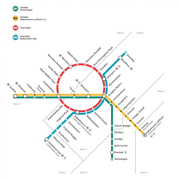 Metronettet når forlængelsen af M4 til Sydhavn og Valby efter planen åbner i juni 2024. Grafik: Metroselskabet.