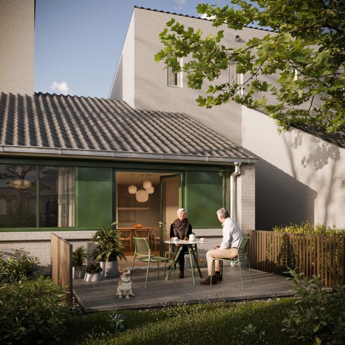 Der etableres 68 nye rækkehuse i Den Hvide By ved Augustenborg Slot. Visualisering: Oesten Ingeniør & Arkitekter.