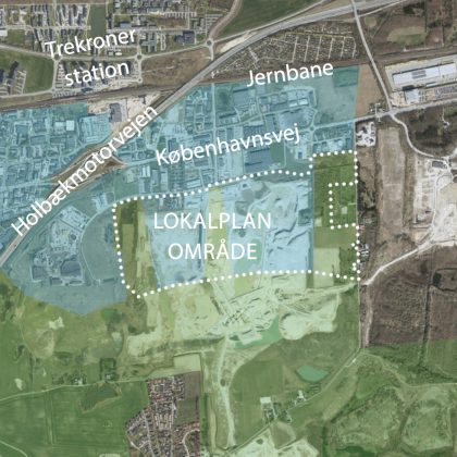Ny lokalplan baner vej for nyt erhvervsområde i Trekroner i Roskilde. Illustration fra lokalplanen.