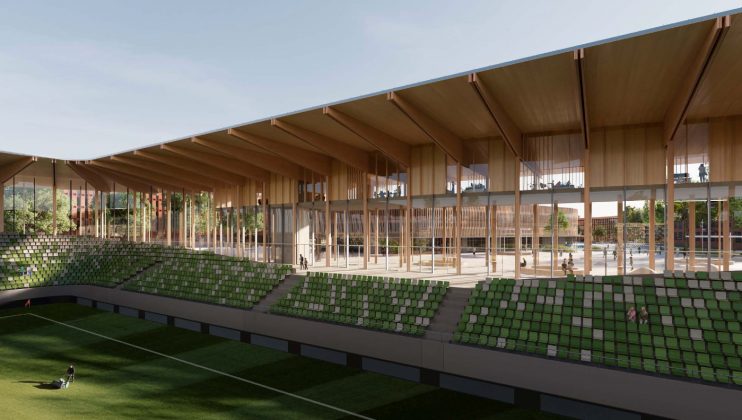 Elkiær + Ebbeskov Arkitekter, Masu Planning, PLH Arkitekter og OJ Rådgivende Ingeniører vandt arkitektkonkurrencen om tegne det nye stadion i Hillerød. Området udvikles med udgangspunkt i udviklingsaftale mellem Hillerød Kommune og Stadionkvarter Favrholm ApS, der samarbejder med FC Nordsjælland.