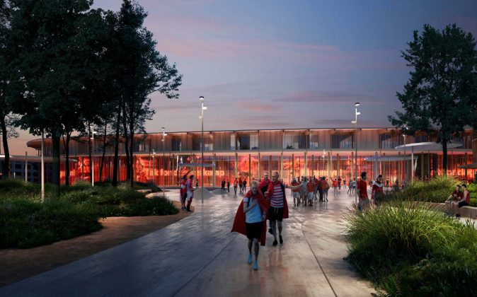 Elkiær + Ebbeskov Arkitekter, Masu Planning, PLH Arkitekter og OJ Rådgivende Ingeniører vandt arkitektkonkurrencen om tegne det nye stadion i Hillerød. Området udvikles med udgangspunkt i udviklingsaftale mellem Hillerød Kommune og Stadionkvarter Favrholm ApS, der samarbejder med FC Nordsjælland.