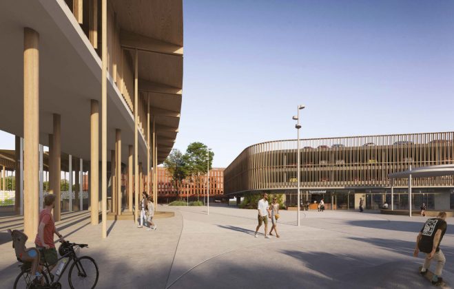 Elkiær + Ebbeskov Arkitekter, Masu Planning, PLH Arkitekter og OJ Rådgivende Ingeniører vandt arkitektkonkurrencen om tegne det nye stadion i Hillerød. Området udvikles med udgangspunkt i udviklingsaftale mellem Hillerød Kommune og Stadionkvarter Favrholm ApS, der samarbejder med FC Nordsjælland.