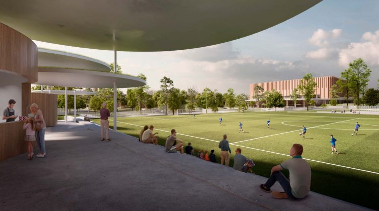 Elkiær + Ebbeskov Arkitekter, Masu Planning, PLH Arkitekter og OJ Rådgivende Ingeniører vandt arkitektkonkurrencen om tegne det nye stadion i Hillerød. Området udvikles med udgangspunkt i udviklingsaftale mellem Hillerød Kommune og Stadionkvarter Favrholm ApS, der samarbejder med FC Nordsjælland.