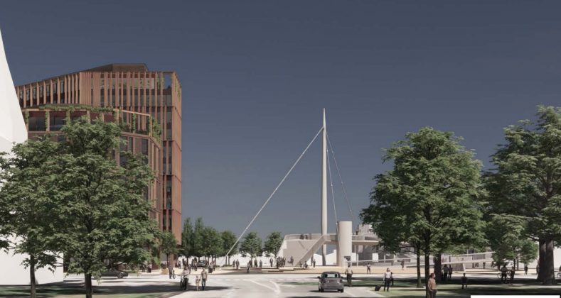 A. Enggaard står bag udviklingen af hotel- og erhvervshuset The Station i Banebyen i Odense. Visualisering: C.F. Møller Architects.