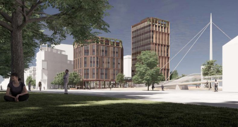 A. Enggaard står bag udviklingen af hotel- og erhvervshuset The Station i Banebyen i Odense. Visualisering: C.F. Møller Architects.