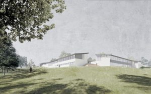 Vilvorde Kursuscenter i Charlottenlund bliver omdannet til boliger. Visualisering: Arkitema.