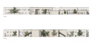 Alabu Bolig skal bygge et nyt plejehjem i Klarup. Illustration af facader: Kjaer & Richter.