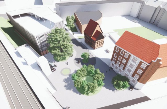 Aalborg Handelsskole vil bygge et nyt parkeringshus ved Lindholmssti og Strandvejen i Vestbyen i Aalborg. Illustration fra lokalplanen.