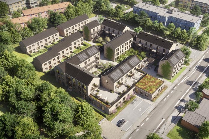 Core Property Management står bag boligprojektet på Dommervænget i Roskilde. Visualisering: Kullegaard.