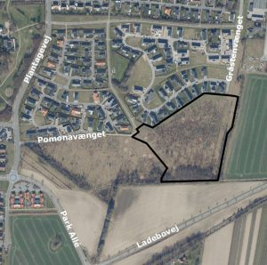 Et nyt boligområde skal etableres inden for de afgrænsede område ved Gråstenvænget i Skælskør. Foto fra lokalplanen.