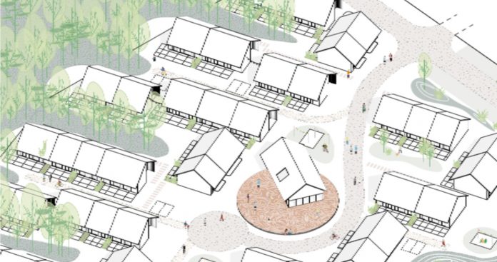 PAB står bag projekt med 20 almene boliger i Kirke Såby. Skitse: Aart Architects.