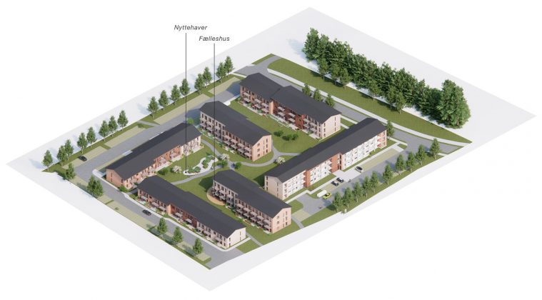 Boligprojektet på Holbækvej i Kalundborg. Visualisering: Bjørk & Maigaard.