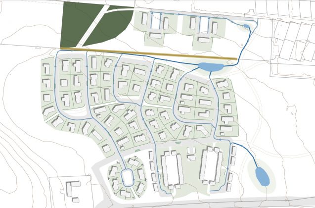 Ny lokalplan skal bane vej for række- og parcelhuse samt et seniorbofællesskab i Over Hornbæk ved Randers. Illustration: Lindegaarden Randers.