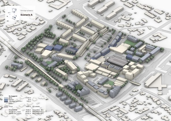 Fra ”Forslag til Udviklingsplan for Værløse Bymidte”. Visualisering: Urban Power.