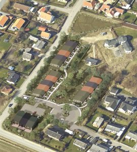 Ny lokalplan skal bane vej for blandt andet nye rækkehuse ved Vestre Havnevej i Havnebyen på Sjællands Odde. Visualisering: Friis & Moltke Architects.