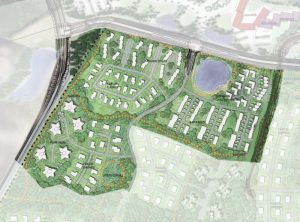 Revideret lokalplan for nyt boligområde ved Eriksborg er klar til at blive sendt i høring. Illustration: Laban Arkitekter.